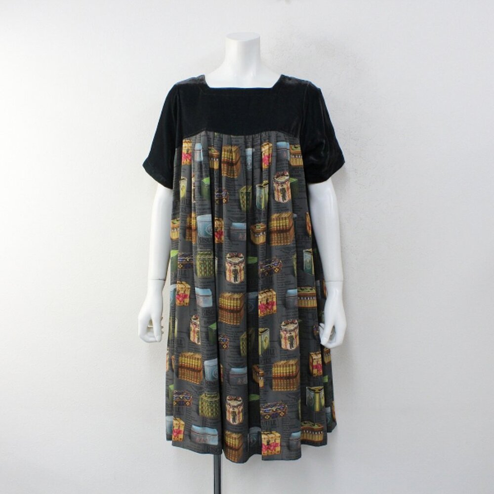 Jane Marple Vintage Biscuits Can Velvet Panel Dress